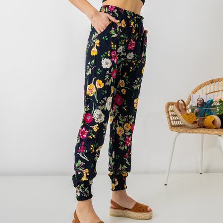 Black and yellow patterned women's pants PLUS SIZE - Clothing
