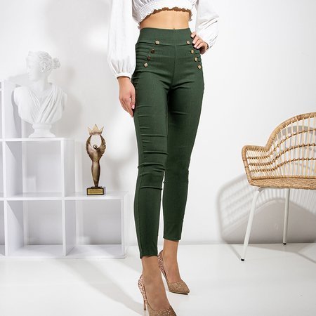 Dark green women's pants with embellishments - Clothing