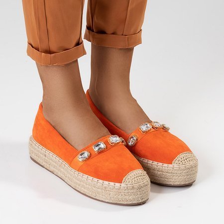 Orange women's espadrilles on the platform with Fenenna crystals - Footwear