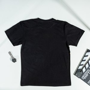 Black men's cotton t-shirt with print - Clothing