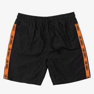Black men's sports shorts with stripes - Clothing