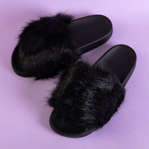 Black women's flip-flops with fur Danita - Footwear
