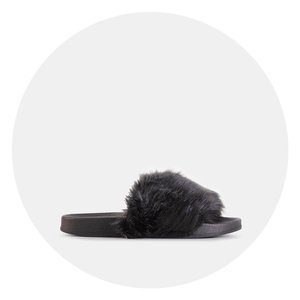 Black women's flip-flops with fur Danita - Footwear
