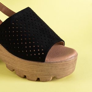 Black women's openwork sandals on a post Noria - Footwear