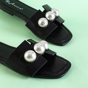 Black women's slippers with pearls Teonilla - Footwear