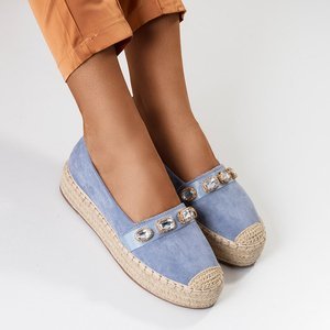 Blue women's platform espadrilles with crystals Fenenna - Footwear