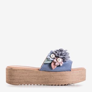 Blue women's platform flip-flops Azriel - Footwear
