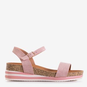 Bright pink women's low-heeled sandals Akiko - Footwear