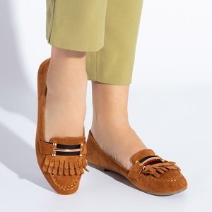 Brown ladies loafers with fringes Morisa - Footwear