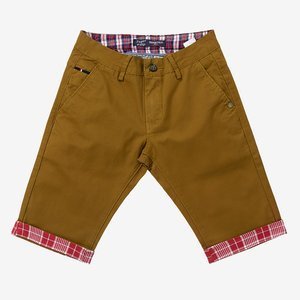 Brown men's shorts with red inserts - Clothing