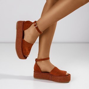 Brown women's sandals on the Ponera platform - Footwear