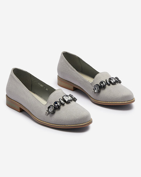 Gray women's loafers with Unisea embellishments - Footwear