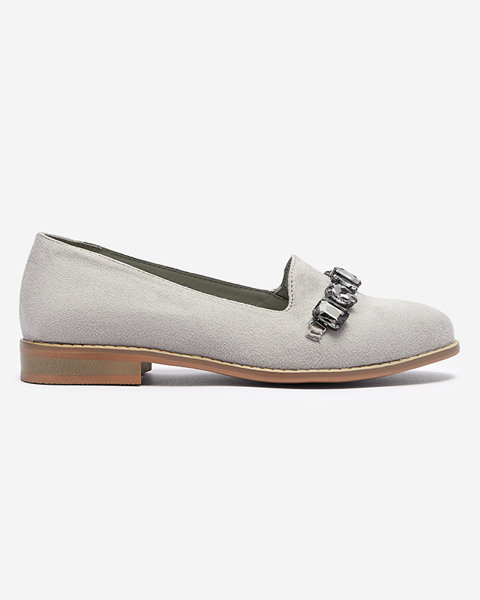 Gray women's loafers with Unisea embellishments - Footwear