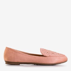 Light pink women's moccasins with cubic zirconia Felisa - Footwear