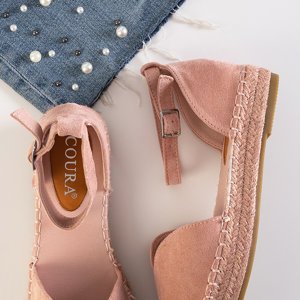 Light pink women's sandals a'la espadrilles on the Monata platform - Footwear