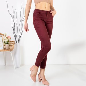 Maroon women's skinny pants - Clothing