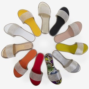 Multicolored serpentine women's slippers with cubic zirconia Verina - Footwear