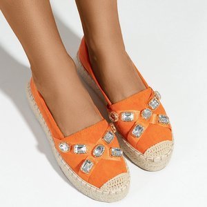 Orange women's platform espadrilles with crystals Erilla - Footwear
