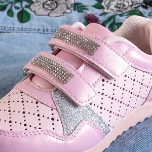 Pink children's openwork sports shoes with zircons Abriana - Footwear