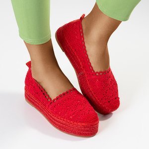 Red women's openwork espadrilles on the platform Abra - Shoes