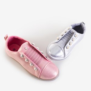 Silver children's slip on sneakers with Merina pearls - Footwear