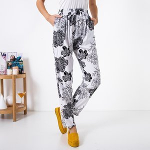 White patterned women's fabric trousers - Clothing