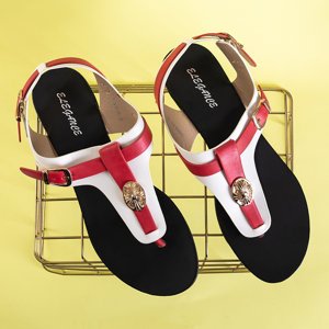 White women's flip flop sandals with a flat heel Oscy - Footwear