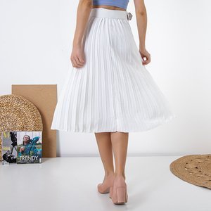 White women's pleated midi skirt with kidney bag - Clothing
