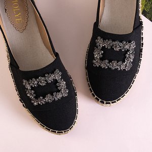 Women's black espadrilles with Manya decoration - Footwear