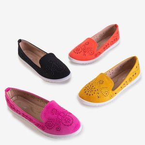 Women's mustard loafers with cubic zirconia Helena - Shoes