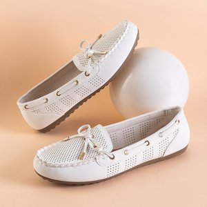 Women's white openwork loafers with a Donatela bow - Shoes