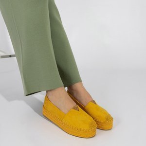 Yellow women's espadrilles on the platform with cubic zirconia Asira - Shoes