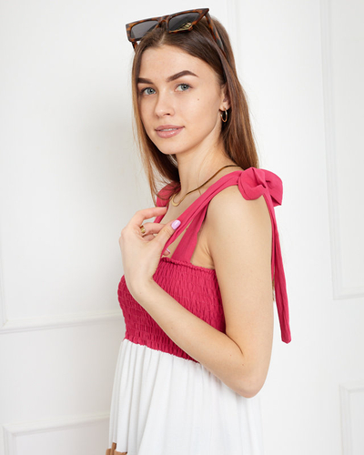 Fuchsia dress for women with tied straps - Clothing