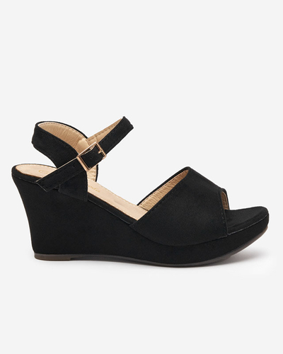 OUTLET Melnas sieviešu sandales uz ķīļa Nalem - Footwear
