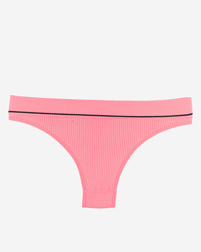 Женские розовые трусики в рубчик со спортивными надписями - Нижнее белье