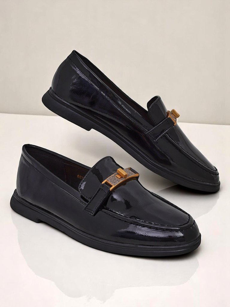 Royal Fashion Women's Patent Leather Loafers Laterro