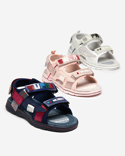 Navy blue children's sandals with patches Netiks - Footwear