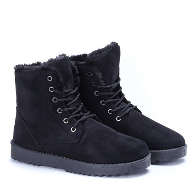 Czarne, ocieplane botki na platformie Gretta - Obuwie