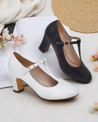 Royalfashion Women's eco leather pumps with straps Pasello