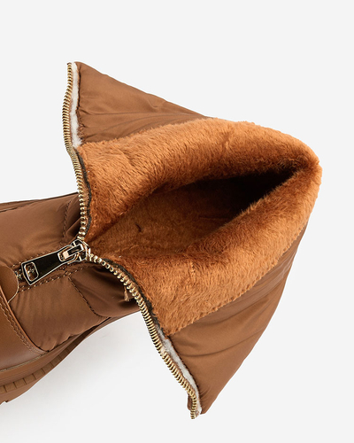 Royalfashion Sieviešu Tainve bēšas krāsas zābaki ar plakanu papēdi