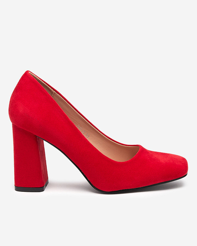Red women's pumps with a square toe Zerila - Footwear