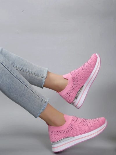 Женские спортивные кроссовки без шнурков с стразами Ceromie