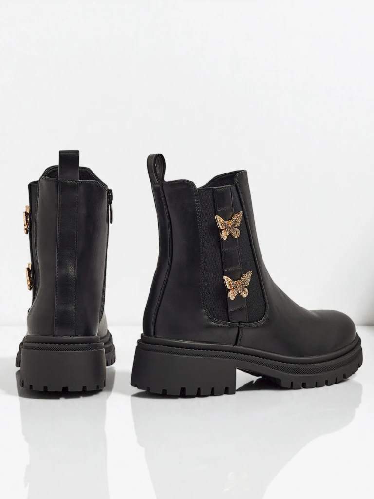 Eco-leather women's ankle boots with butterflies Bravelle