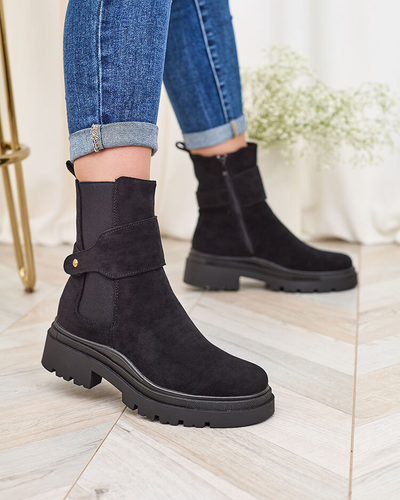 Royalfashion Black women's boots with decorative strap Doasa