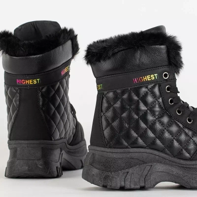 OUTLET Black women's boots with quilted upper Dubiy - Footwear