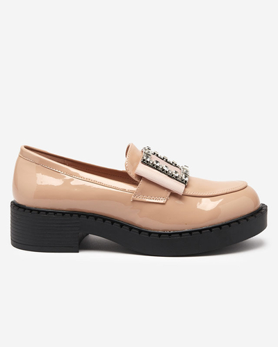 OUTLET Lacquered shoes with a buckle in nude color Fogim- Footwear