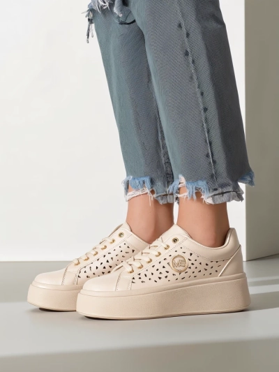 Women's Ecru Platform Sneakers Boreas Royalfashion Eco Leather