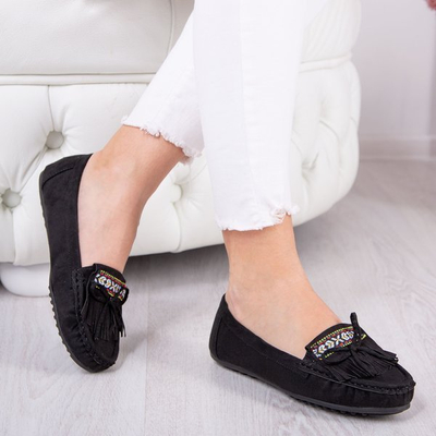 Black Kaddo fringed moccasins - Footwear