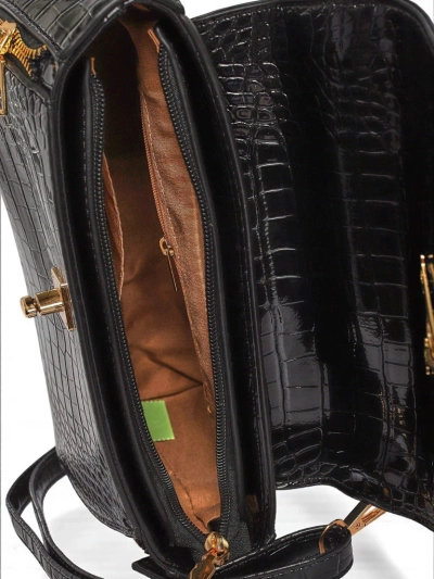 Black Vespera Classico women's handbag eco suede and patent leather