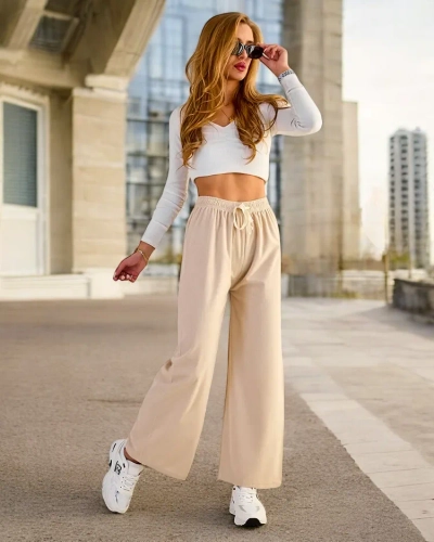 Royalfashion Women's wide ribbed pants